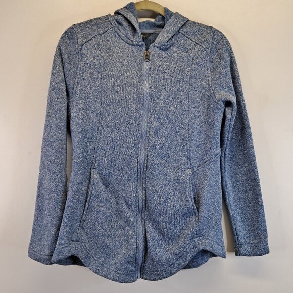 Eddie Bauer Blue Knit Full Zipper Hooded Sweater Size M - Picture 1 of 13